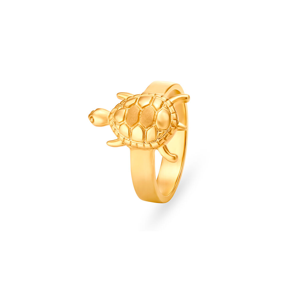 Charming 22 Karat Yellow Gold Turtle Finger Ring