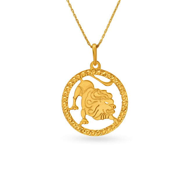 Leo Zodiac Laser Cut High Polish Gold Pendant Tanishq Online