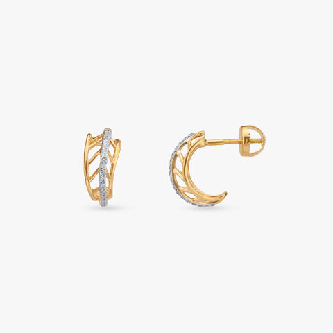 Gilded Grid Diamond Stud Earrings