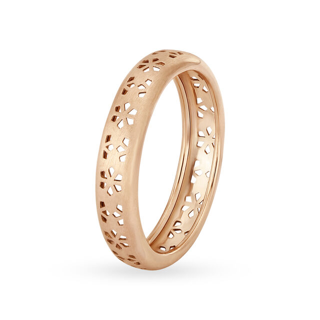 Dainty 18 Karat Rose Gold Carved Floral Ring,,hi-res image number null