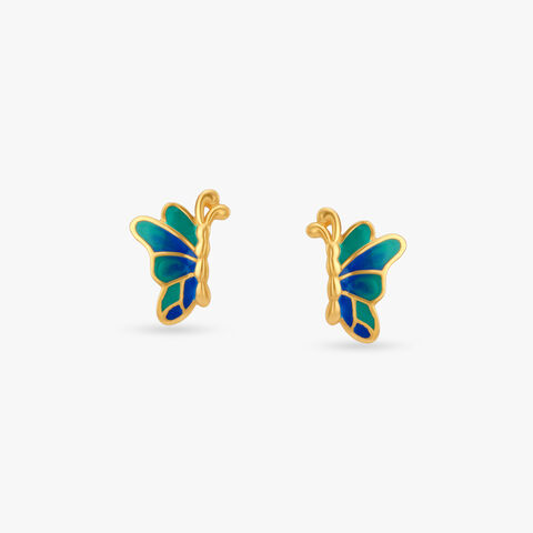 Whimsy Wings Gold Stud Earrings for Kids