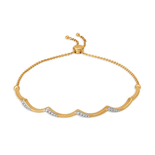 18kt Yellow Gold & Diamond Bangle - Dainty Silver Lining,,hi-res image number null