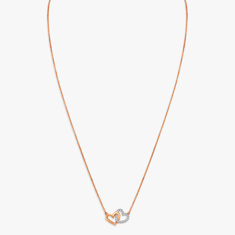 Linked Hearts Diamond Pendant with Chain