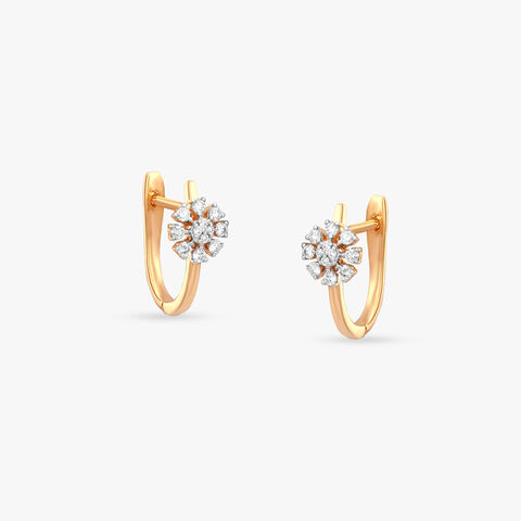 Daisy Burst Diamond Gold Hoop Earrings