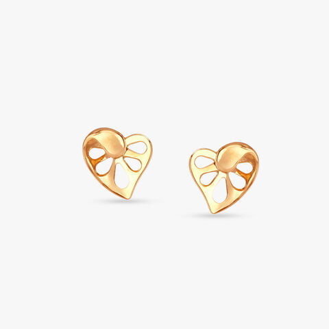 Petal Heart Gold Stud Earrings