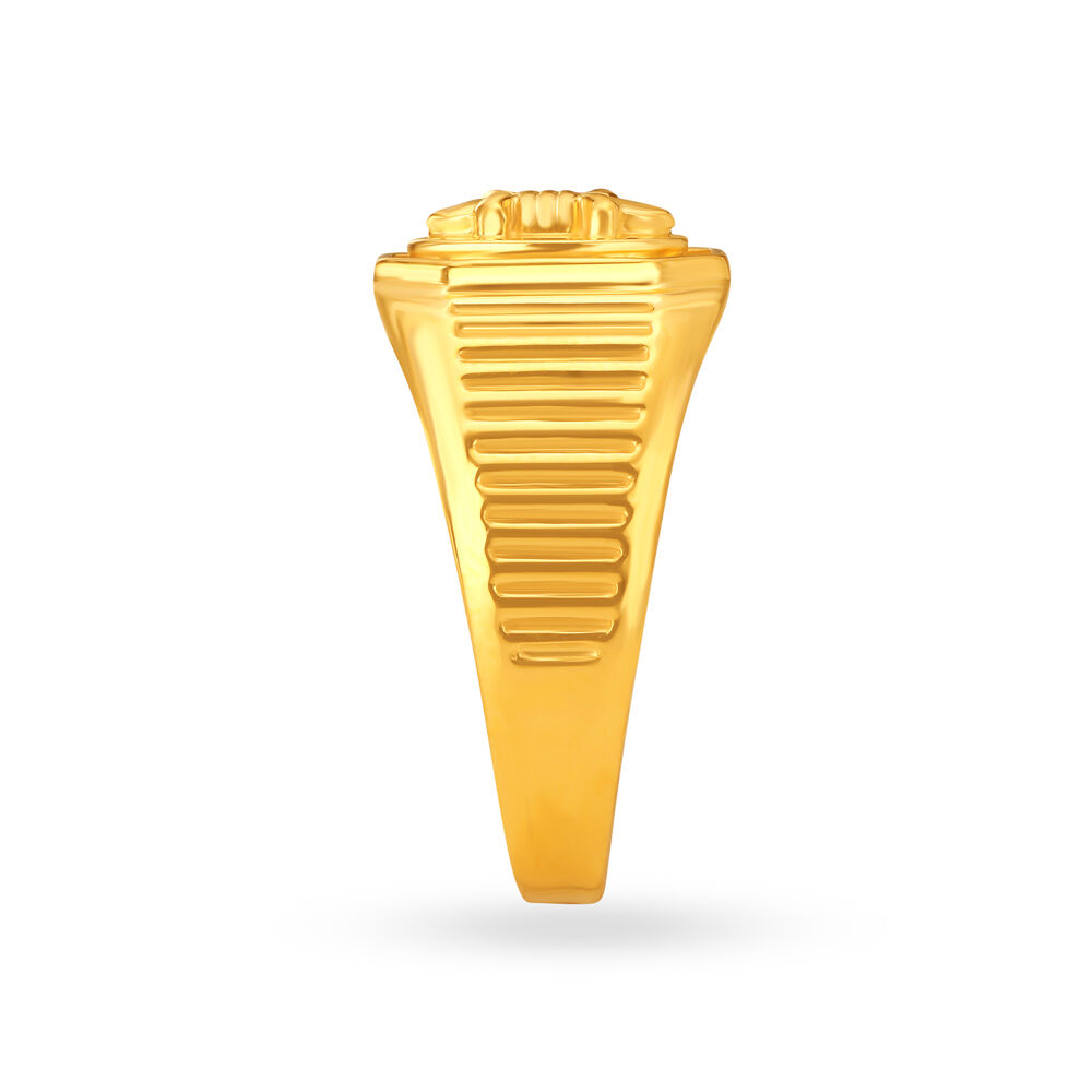Handsome 22 Karat Yellow Gold Ridged Stamp Style Finger Ring