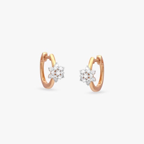 Floral Spark Diamond Hoop Earrings