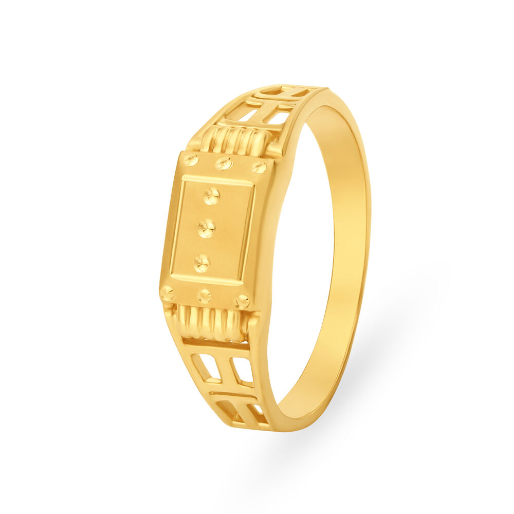 Sleek Geometric Gold Finger Ring for Men