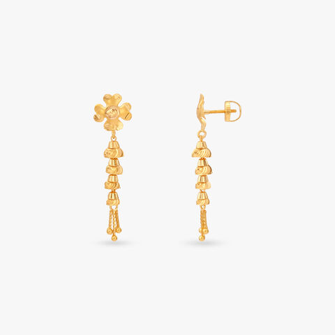 Cascading Bell Gold Drop Earrings