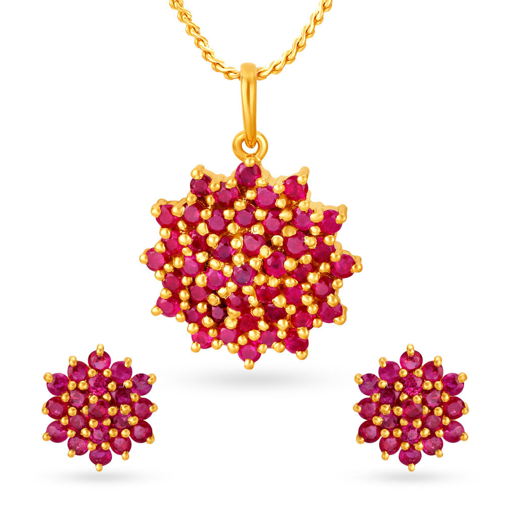 Freida Ruby Pendant Earrings Set