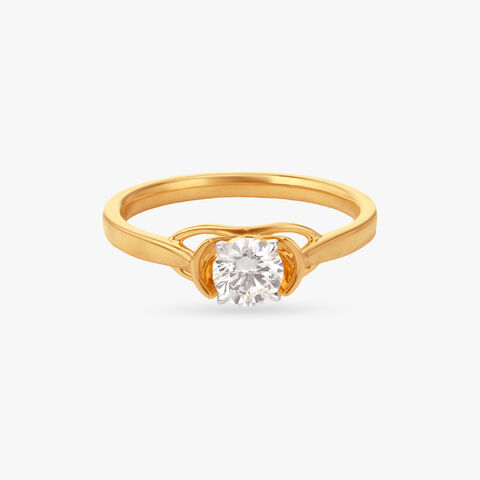 Crescent Embrace Solitaire Ring