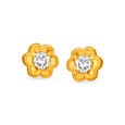 Sublime 22 Karat Yellow Gold And Diamond Flower Stud Earrings,,hi-res image number null