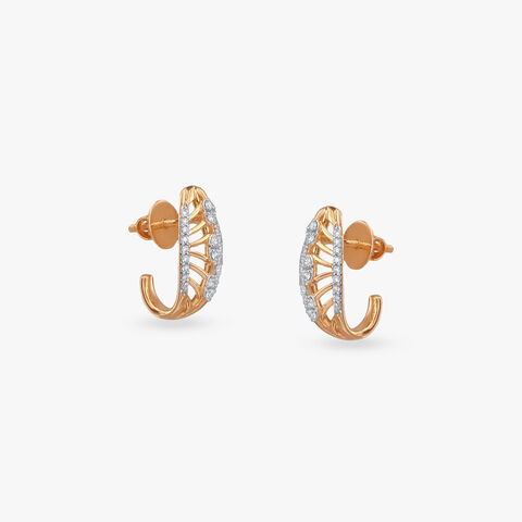 Leaf Lattice Diamond Hoop Earrings