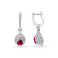 Magnificent Ruby and Diamond Bali Hoop Earrings in White Gold,,hi-res image number null