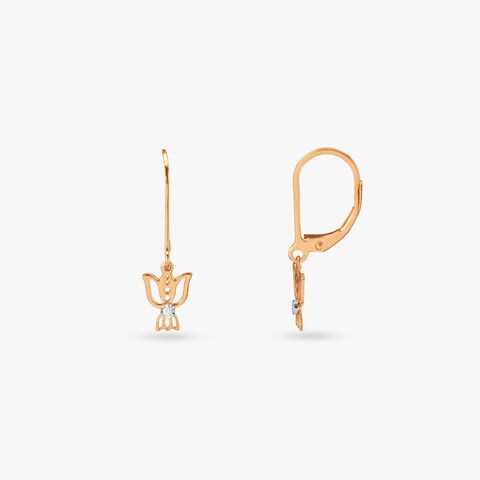 Tulip Bloom Diamond Hoop Earrings for Kids