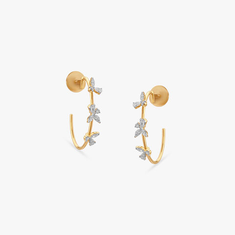 Floral Line Diamond Stud Earrings