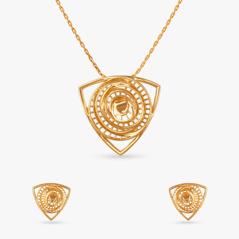 Orbit Grace Gold Pendant and Earrings Set
