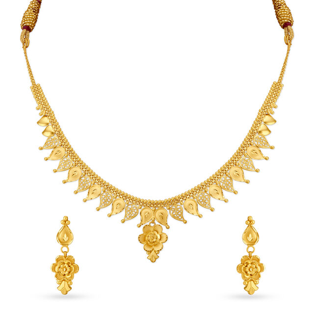 Enchanting Yellow Gold Floral Necklace and Earrings Set,,hi-res image number null