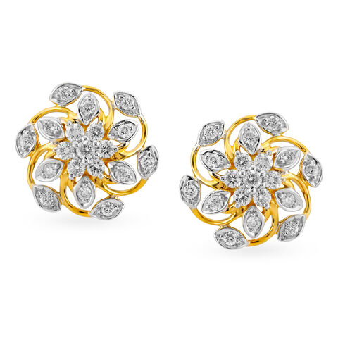 Glistening Floral Diamond Earrings With Solitaire Look