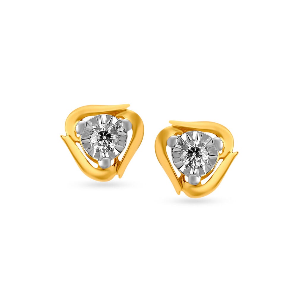 1/20 Carat Round Cut Natural White Diamond Swirl Stud Earrings In 14K  Yellow Gold Over Sterling Silver (0.05 Cttw, I2-I3 Clarity) - Walmart.com