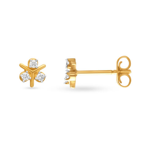 Stunning Floral Gold and Diamond Stud Earrings