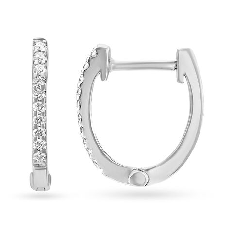 Dainty Platinum Diamond Hoop Earrings