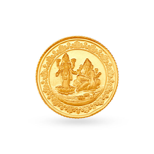 8 gram 22 Karat Gold Coin with Ganesha-Lakshmi Motif,,hi-res image number null