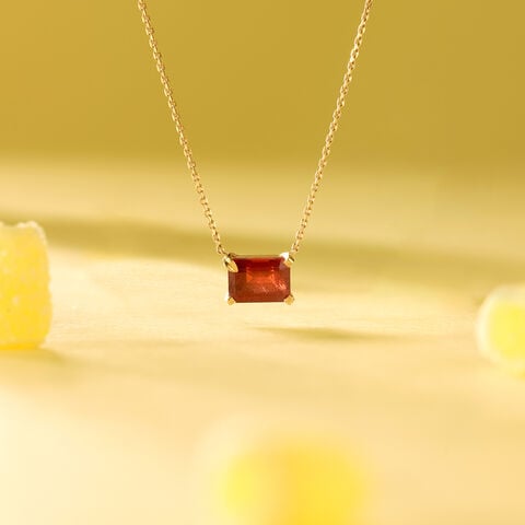 Bold Linear Red Garnet Gold Necklace