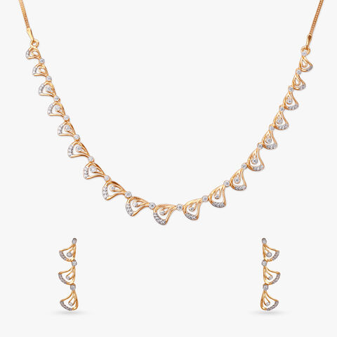 Sparkling Curve Diamond Necklace Set