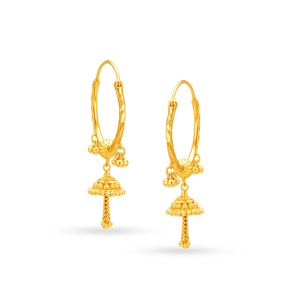 Gold hoop earrings with jhumka cheap