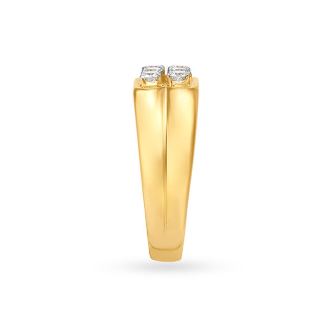 Striking 18 Karat Yellow Gold And Diamond Finger Ring,,hi-res image number null