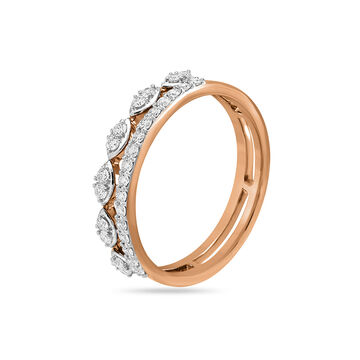 14 KT Round Rose Gold and Diamond Ring
