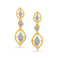 Slender 18 Karat Yellow Gold And Diamond Earrings,,hi-res image number null