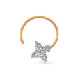 Sublime Floral Gold and Diamond Nose Pin,,hi-res image number null
