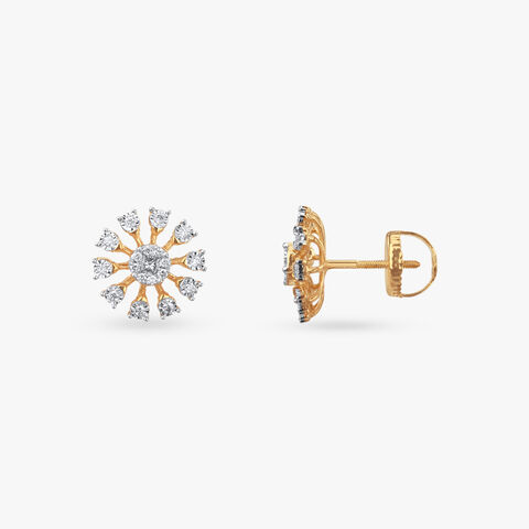Sparkling Sunflower Diamond Stud Earrings