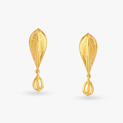 Engraved Leaf Drop Earrings