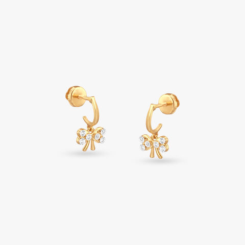 Bow Spark Diamond Hoop Earrings for Kids