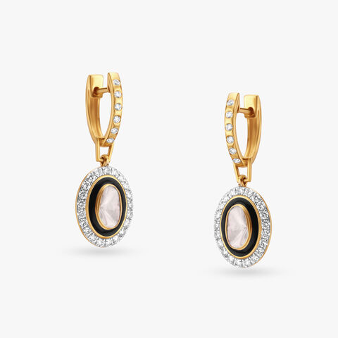 Teardrop Diamond Polki Hoop Earrings