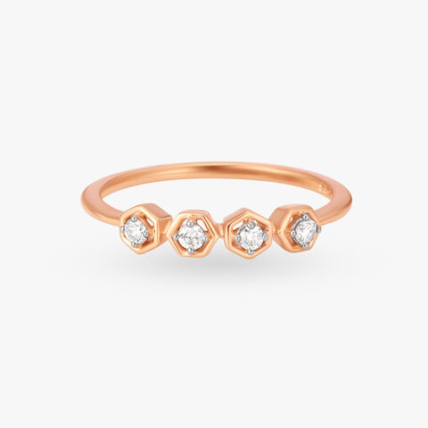 Hexagonal Diamond Finger Ring