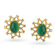 Intriguing 18 Karat Yellow Gold And Diamond Artsy Flower Stud Earrings,,hi-res image number null