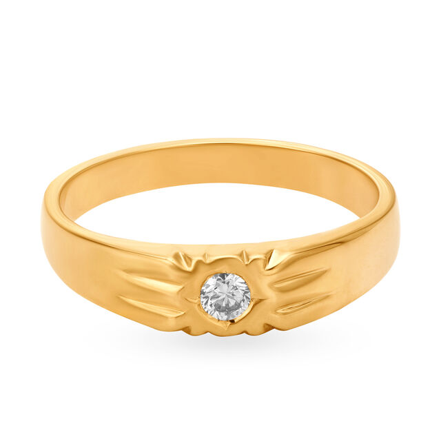 Charming 22 Karat Yellow Gold And Diamond Finger Ring,,hi-res image number null