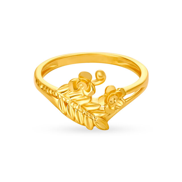 Glamorous Yellow Gold Floral Finger Ring,,hi-res image number null