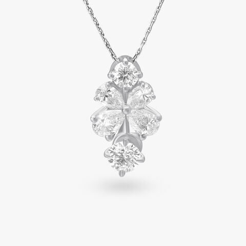 Celestial Cascade Solitaire Flower Pendant