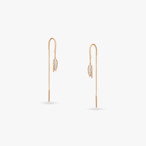 Feather Trace Diamond Drop Earrings
