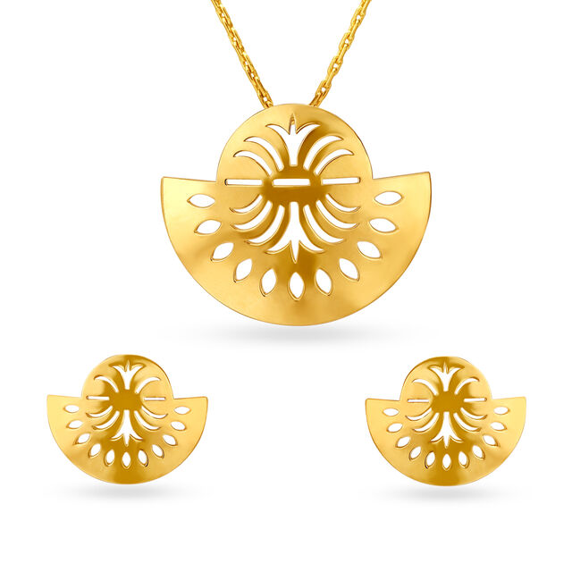 Dainty Gold Pendant and Earrings Set,,hi-res image number null