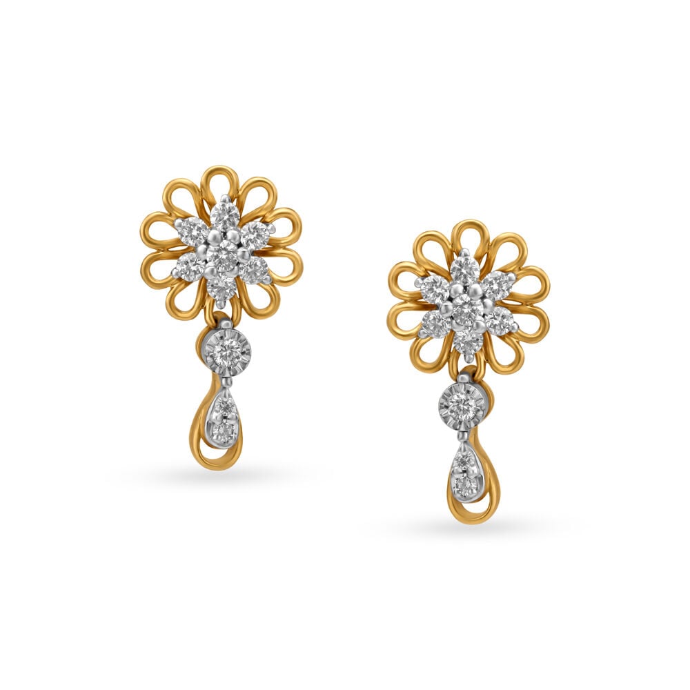Tanishq white cheap gold earrings