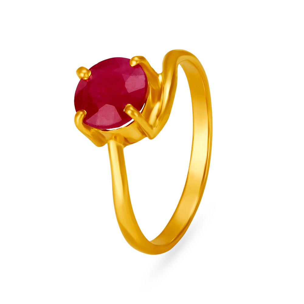 Abstract Ridge Gold Ring