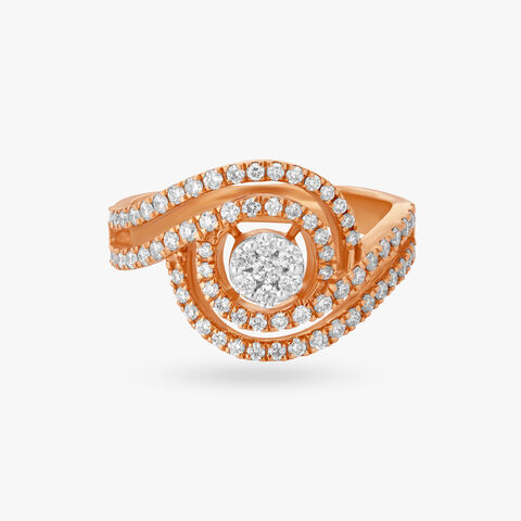Radiant Spiral Diamond Finger Ring