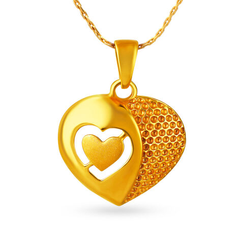 Contemporary 22 Karat Yellow Gold Heart Pendant