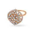 Shimmering 18 Karat Yellow, White, Rose Gold And Diamond Leaf-Shaped Finger Ring,,hi-res image number null